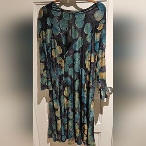 Women's Long Sleeve Black & Teal Dress By Creation
